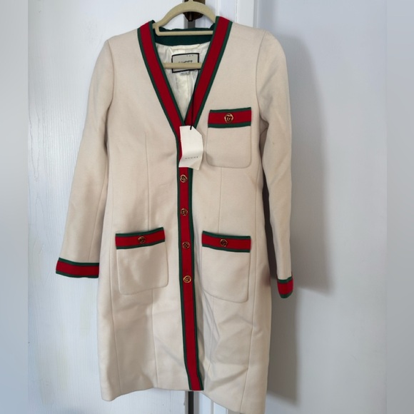 Gucci Wool Stripe Trim Coat - Picture 2 of 8